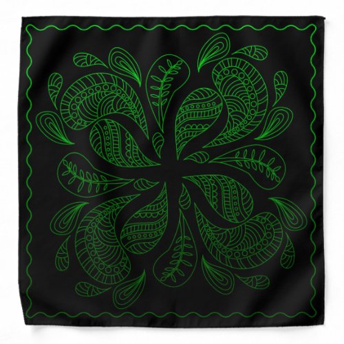 Henna Design Black  Green Motif Bandana 23