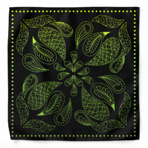 Henna Design Black & Lime Motif Bandana [31]