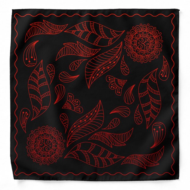 Henna Design Black & Orange Motif Bandana [24] (Front)