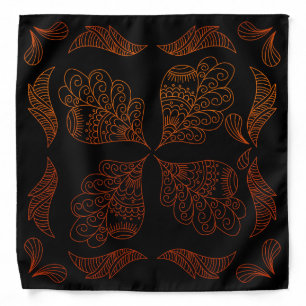 Henna Design Black & Orange Motif Bandana [26]