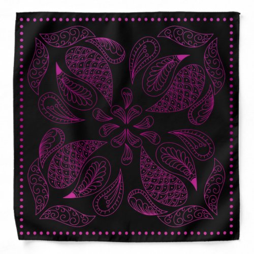 Henna Design Black  Pink Motif Bandana 31
