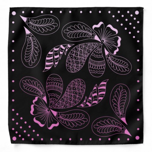 Henna Design Black  Pink Motif Bandana 32