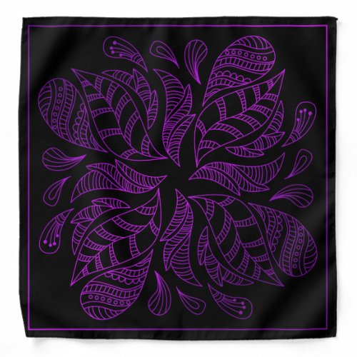 Henna Design Black  Purple Motif Bandana 25