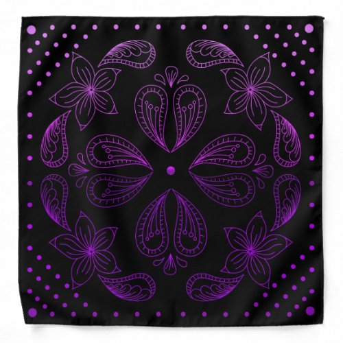 Henna Design Black  Purple Motif Bandana 30