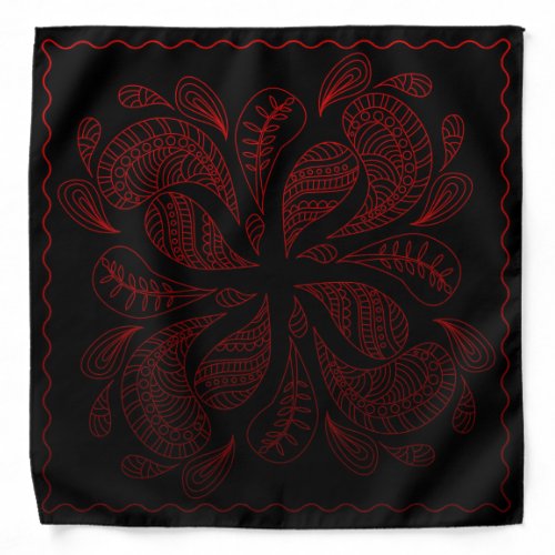 Henna Design Black  Red Motif Bandana 23