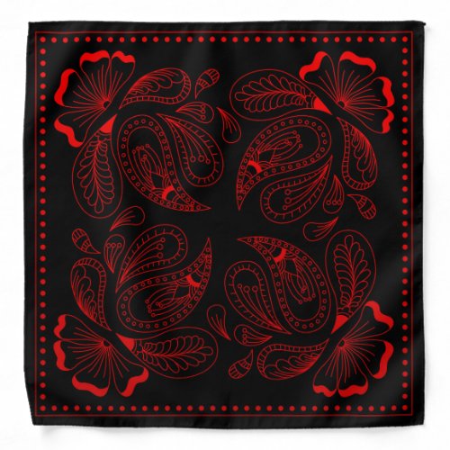 Henna Design Black  Red Motif Bandana 28