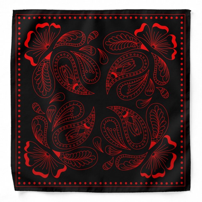 Henna Design Black & Red Motif Bandana [28] (Front)