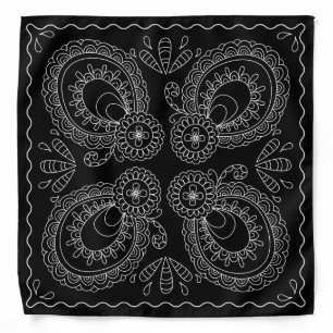 Henna Design Black & White Bandana [10]