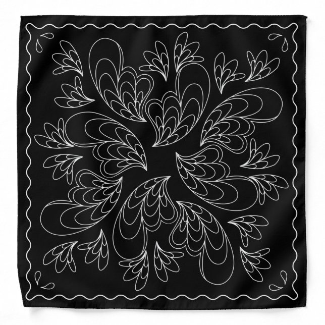 Henna Design Black & White Bandana [11] (Front)