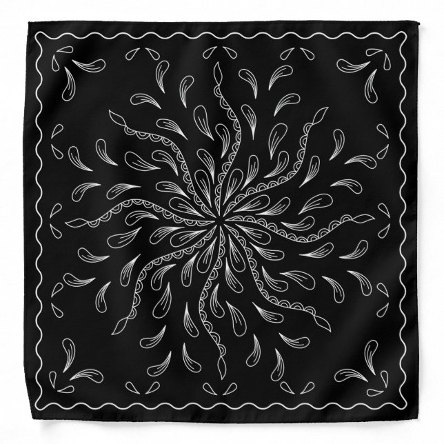 Henna Design Black & White Bandana [12] (Front)