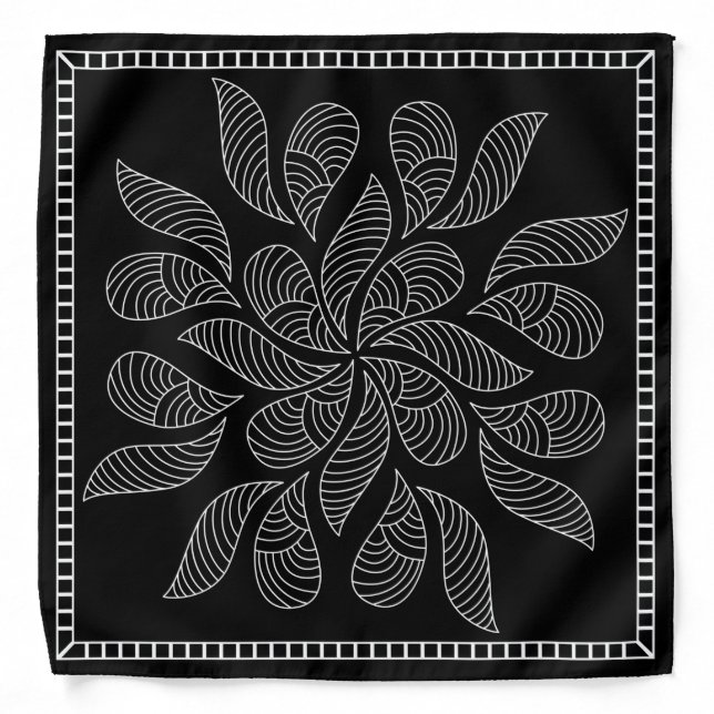 Henna Design Black & White Bandana [18] (Front)