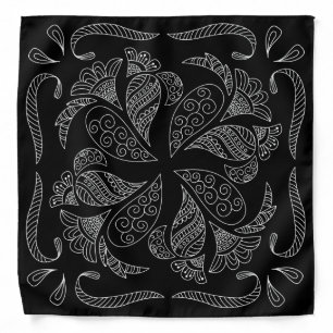 Henna Design Black & White Bandana [22]