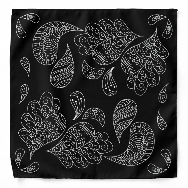 Henna Design Black & White Bandana [27] (Front)