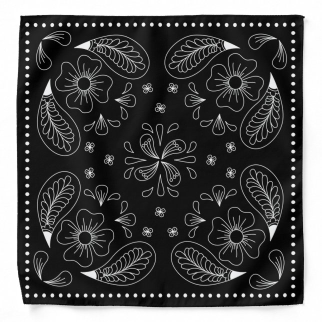 Henna Design Black & White Bandana [29] (Front)
