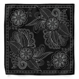Henna Design Black & White Bandana [36]