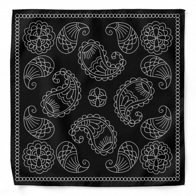 Henna Design Black & White Bandana [7] (Front)