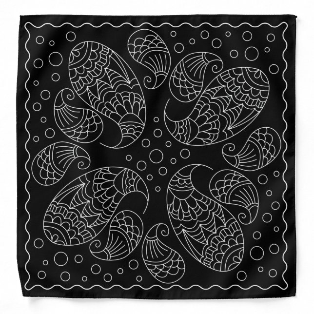 Henna Design Black & White Bandana [8] (Front)