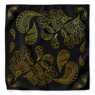 Henna Design Black & Yellow Motif Bandana [27]
