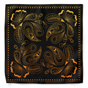 Henna Design Black & Yellow Motif Bandana [28]