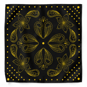 Henna Design Black & Yellow Motif Bandana [30]