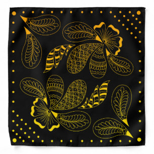 Henna Design Black & Yellow Motif Bandana [32]