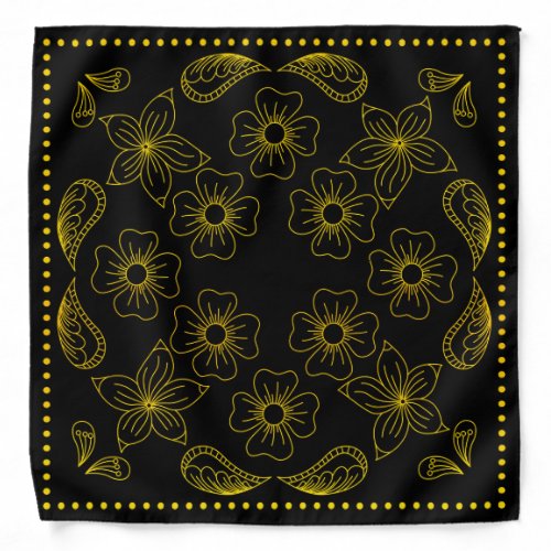 Henna Design Black  Yellow Motif Bandana 33