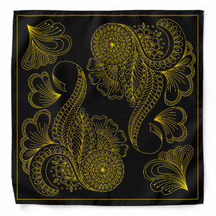 Henna Design Black & Yellow Motif Bandana [34]