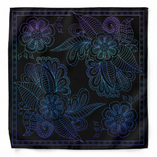 Henna Design Blue & Green Ombre Bandana [36]