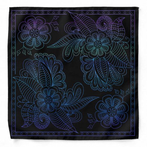 Henna Design Blue  Green Ombre Bandana 36