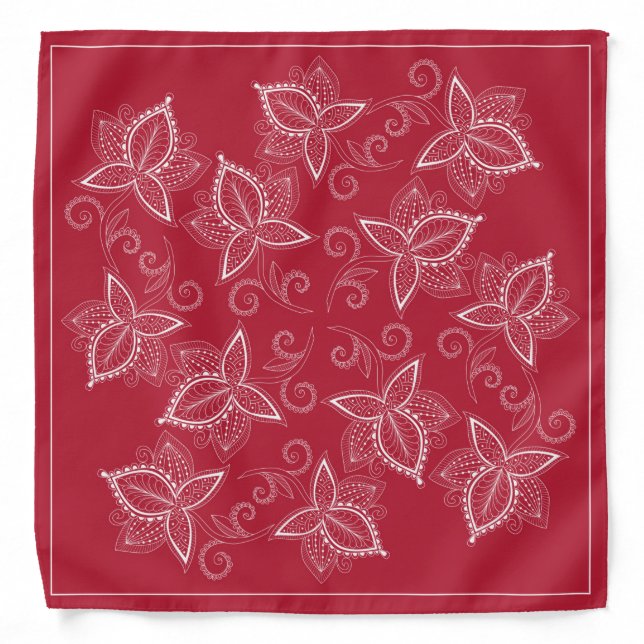Henna Design Cardinal Red Bandana [1] (Front)