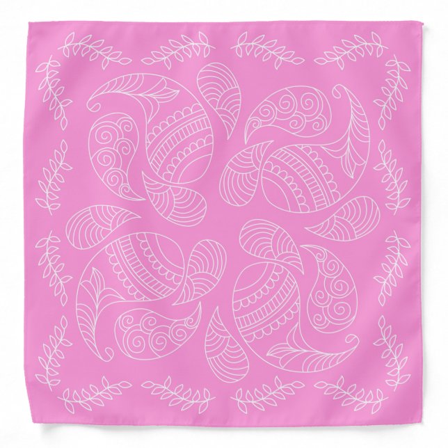 Henna Design Carnation Pink Bandana [15] (Front)