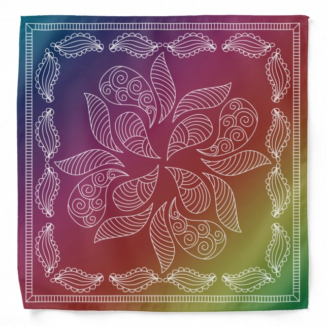 Henna Design Dark Rainbow Bandana [17] (Front)