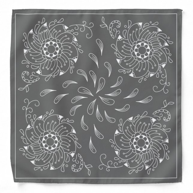 Henna Design Dove Gray Bandana [14] (Front)