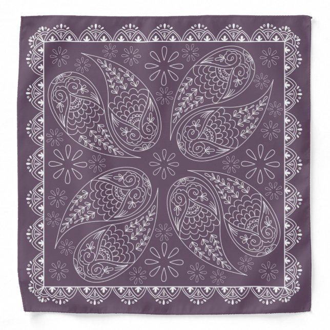 Henna Design Dusty Violet Bandana [6] (Front)