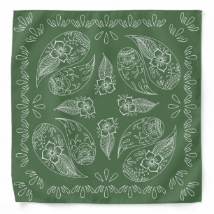 Henna Design Garden Green Bandana [4]