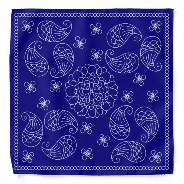 Henna Design Navy Blue Bandana [9] (Front)