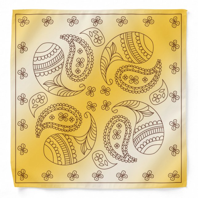 Henna Design Orange Ombre Bandana [16] (Front)