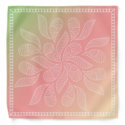 Henna Design Pastel Green_Pink_Orange Bandana 18