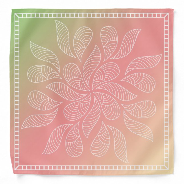 Henna Design Pastel Green-Pink-Orange Bandana [18] (Front)