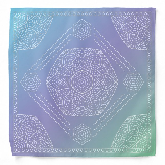Henna Design Pastel Green-Purple-Blue Bandana [19] (Front)
