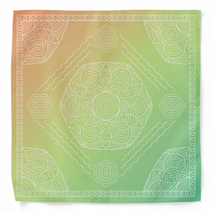 Henna Design Pastel Orange-Green Bandana [19]