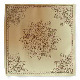Henna Design Pastel Tan-Brown Ombre Bandana [20]