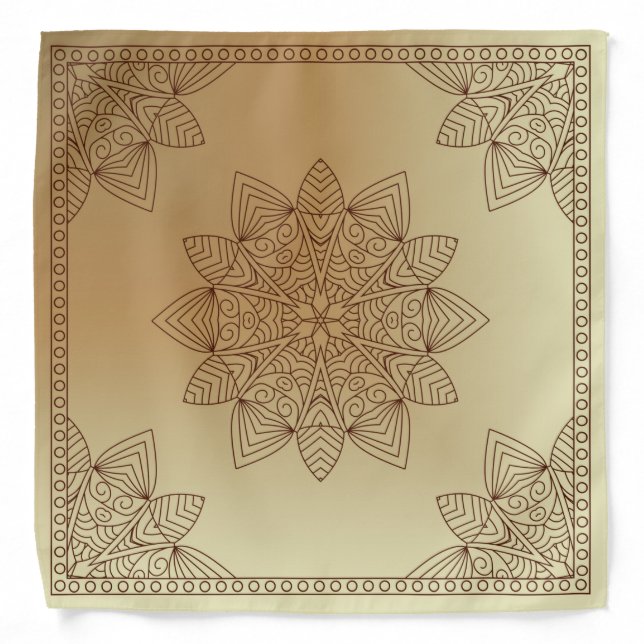 Henna Design Pastel Tan-Brown Ombre Bandana [20] (Front)