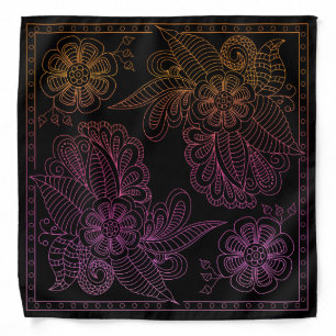 Henna Design Pink & Orange Ombre Bandana [36]