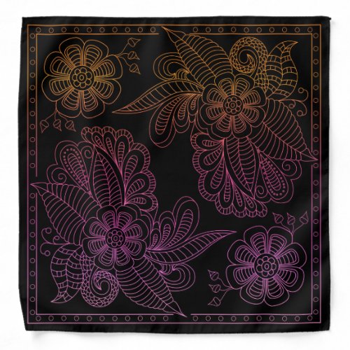 Henna Design Pink  Orange Ombre Bandana 36