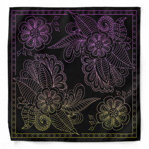 Henna Design Pink & Yellow Ombre Bandana [36]