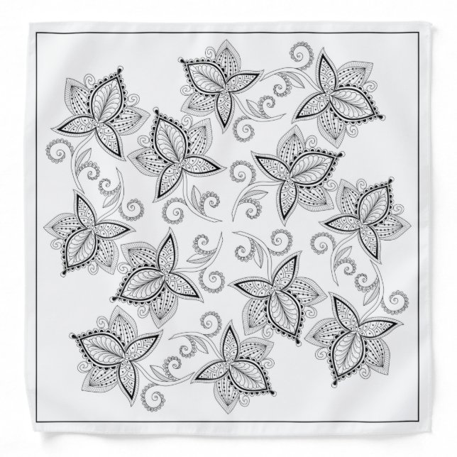 Henna Design White Bandana [1] (Front)