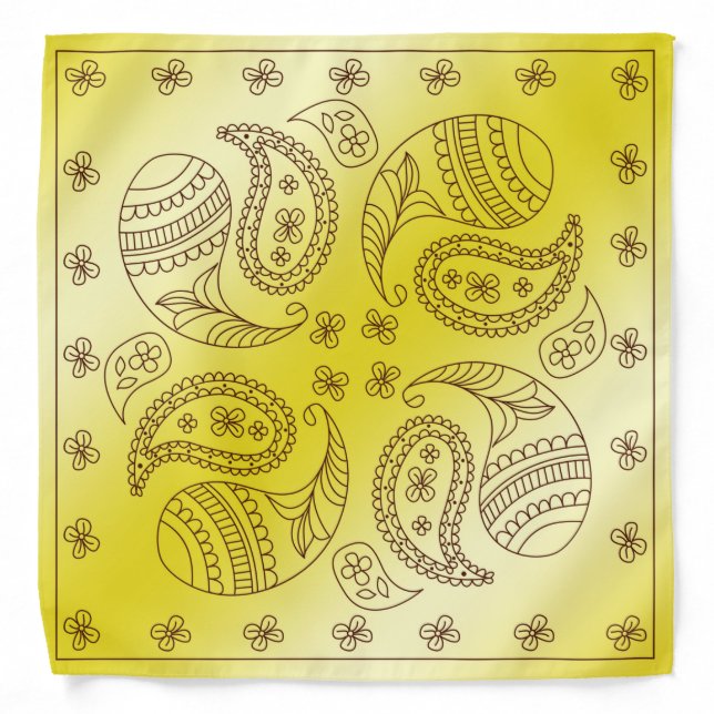 Henna Design Yellow Ombre Bandana [16] (Front)