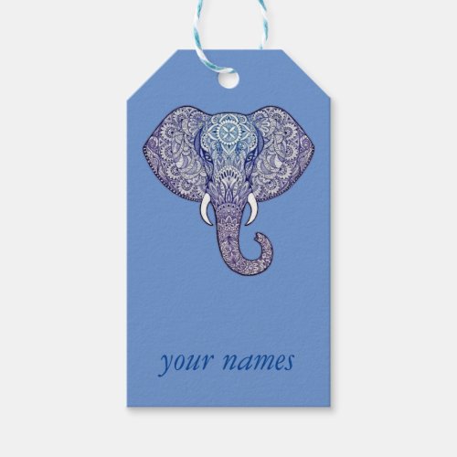 Henna Elephant Art  Gift Tags