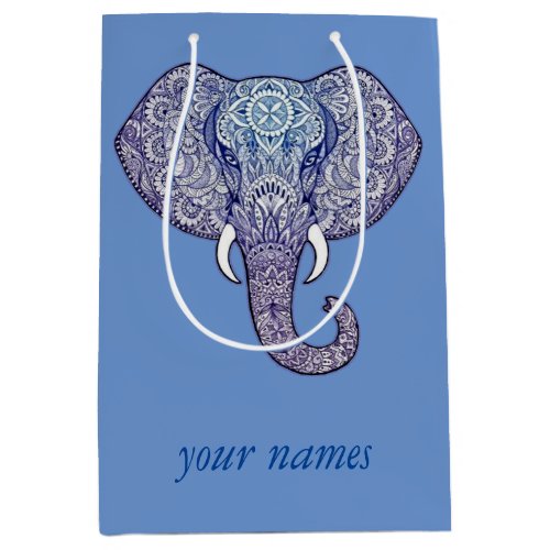 Henna Elephant Art   Medium Gift Bag